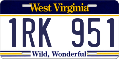 WV license plate 1RK951