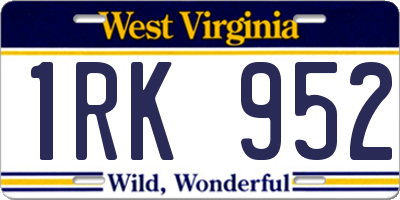 WV license plate 1RK952