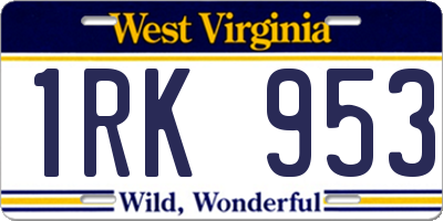 WV license plate 1RK953