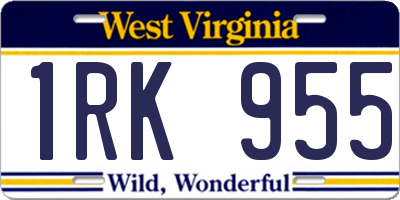 WV license plate 1RK955