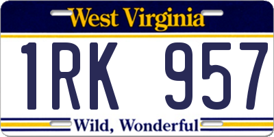 WV license plate 1RK957