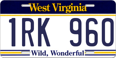 WV license plate 1RK960