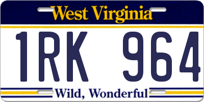 WV license plate 1RK964