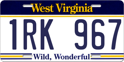 WV license plate 1RK967