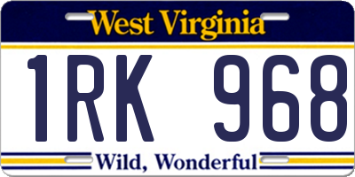 WV license plate 1RK968