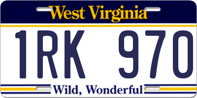 WV license plate 1RK970