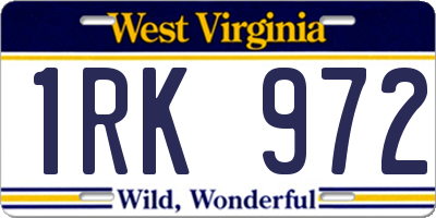 WV license plate 1RK972