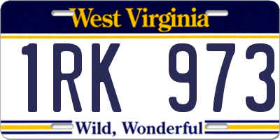 WV license plate 1RK973