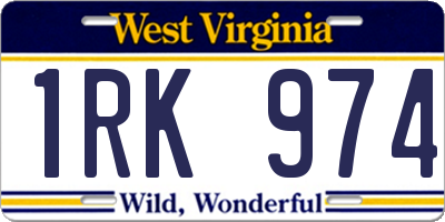 WV license plate 1RK974