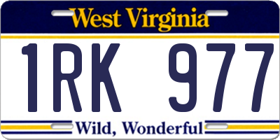 WV license plate 1RK977