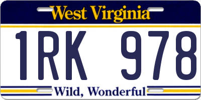 WV license plate 1RK978