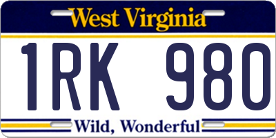 WV license plate 1RK980