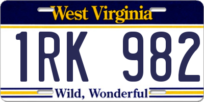 WV license plate 1RK982