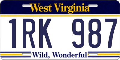 WV license plate 1RK987