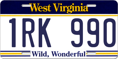 WV license plate 1RK990