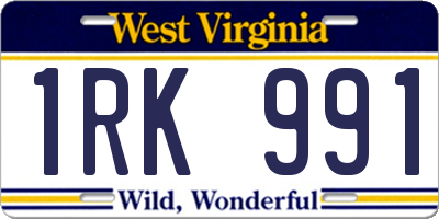 WV license plate 1RK991