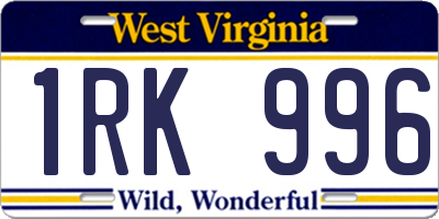 WV license plate 1RK996