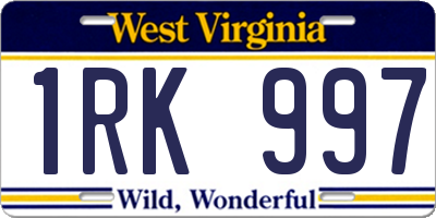 WV license plate 1RK997