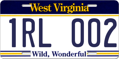 WV license plate 1RL002