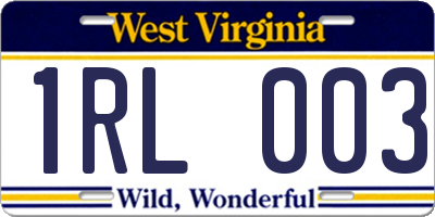 WV license plate 1RL003