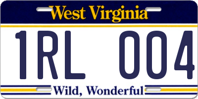 WV license plate 1RL004