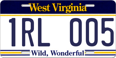 WV license plate 1RL005