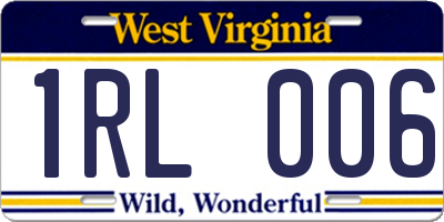 WV license plate 1RL006