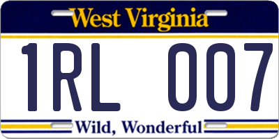 WV license plate 1RL007