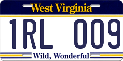 WV license plate 1RL009