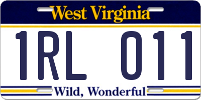 WV license plate 1RL011