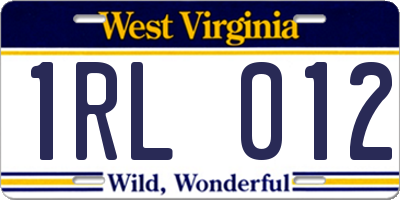 WV license plate 1RL012