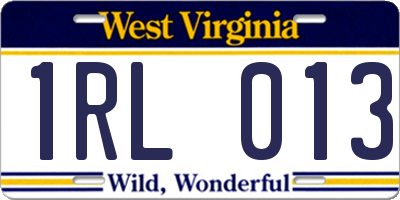 WV license plate 1RL013