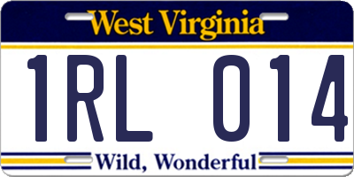 WV license plate 1RL014