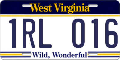 WV license plate 1RL016