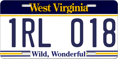 WV license plate 1RL018