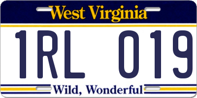 WV license plate 1RL019