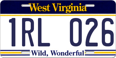 WV license plate 1RL026