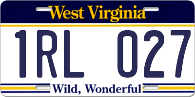 WV license plate 1RL027