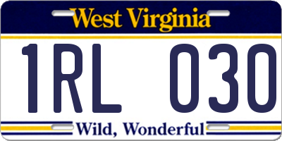 WV license plate 1RL030