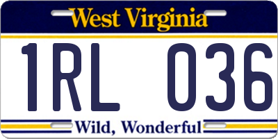 WV license plate 1RL036