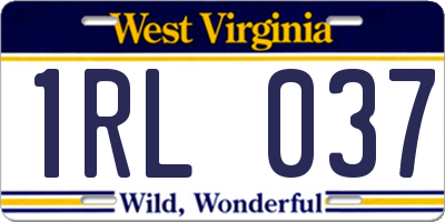WV license plate 1RL037