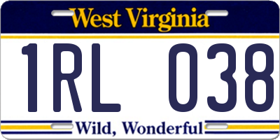 WV license plate 1RL038