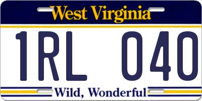 WV license plate 1RL040