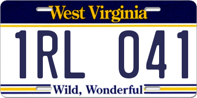 WV license plate 1RL041