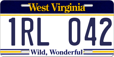 WV license plate 1RL042