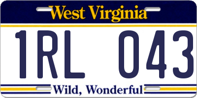 WV license plate 1RL043