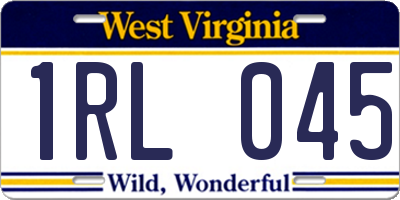 WV license plate 1RL045