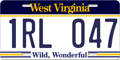WV license plate 1RL047