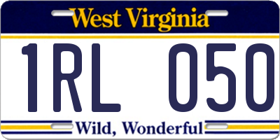 WV license plate 1RL050