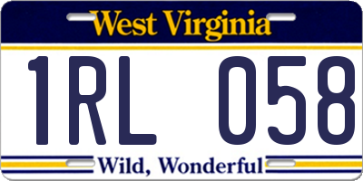 WV license plate 1RL058